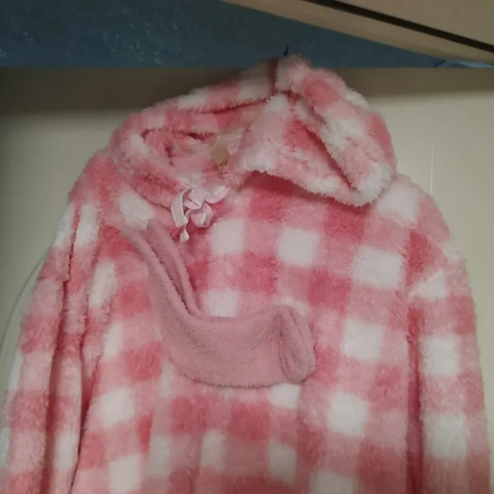 New Jessica simpson Pink White Soft Hooded Pajama Top With Socks Women's Small